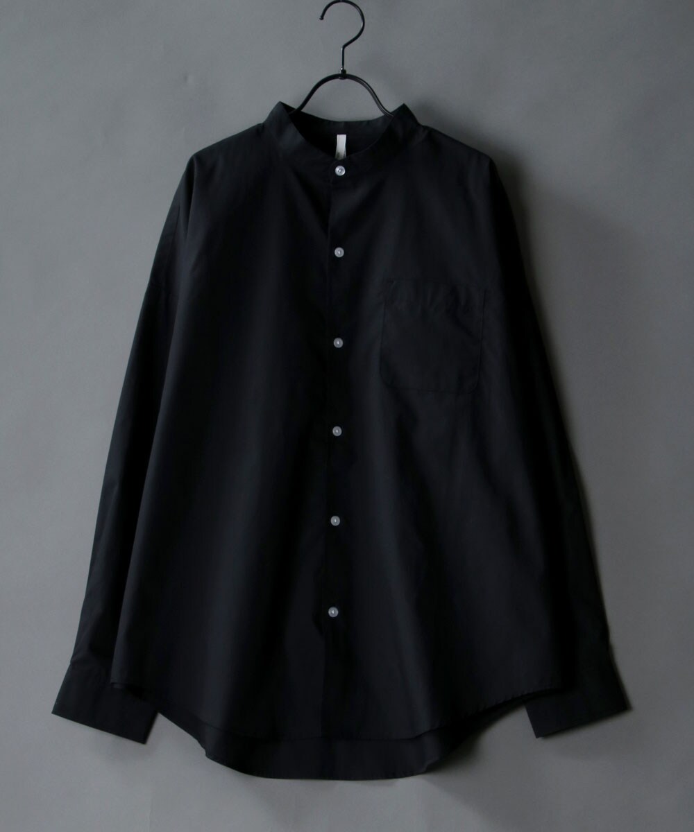 ドロップショルダーバンドカラーシャツ SITRY シャツ Oversize drop shoulder broadcloth band collar