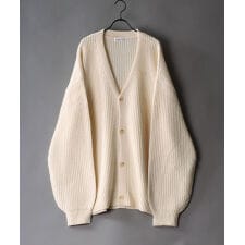 【ゆとりのあるリラックスデザイン】 畦編み ニット カーディガン