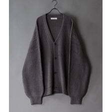 【ゆとりのあるリラックスデザイン】 畦編み ニット カーディガン