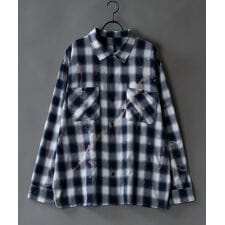 シトリー(SITRY)の【古着の風合いを再現】 ブリーチ加工 ダメージ オンブレチェックシャツ