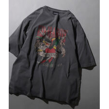 【 ヴィンテージ風】Ed Hardy エド・ハーディー ピグメント加工 ロックプリント 半袖Tシャツ