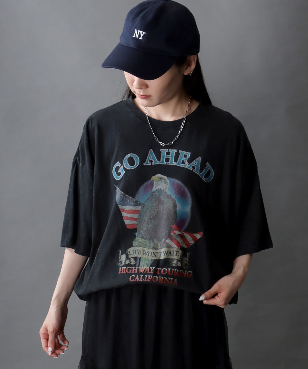ヴィンテージ風ロックT】 ロックプリント 半袖 Tシャツ