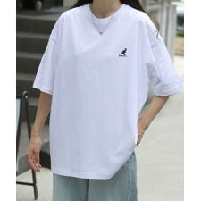 【お馴染みカンガルーのワンポイント刺繍】 オーバーサイズ 半袖 Tシャツ