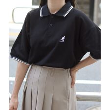 【お馴染みのカンガルー刺繍】 リブライン 半袖 ポロシャツ レディース メンズ