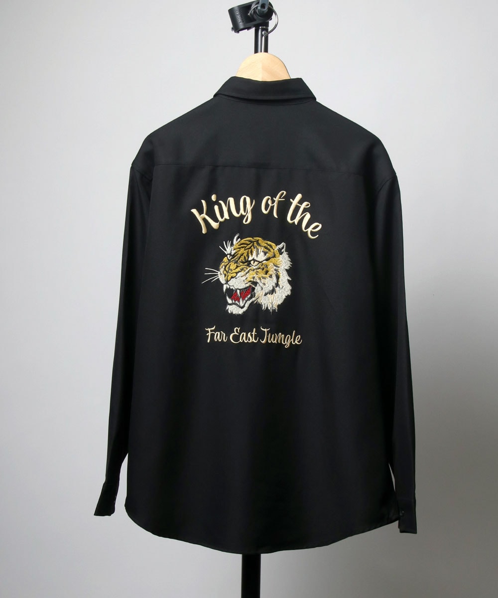 【ストリートなバックプリント】 レギュラーカラーシャツ 長袖 シャツ