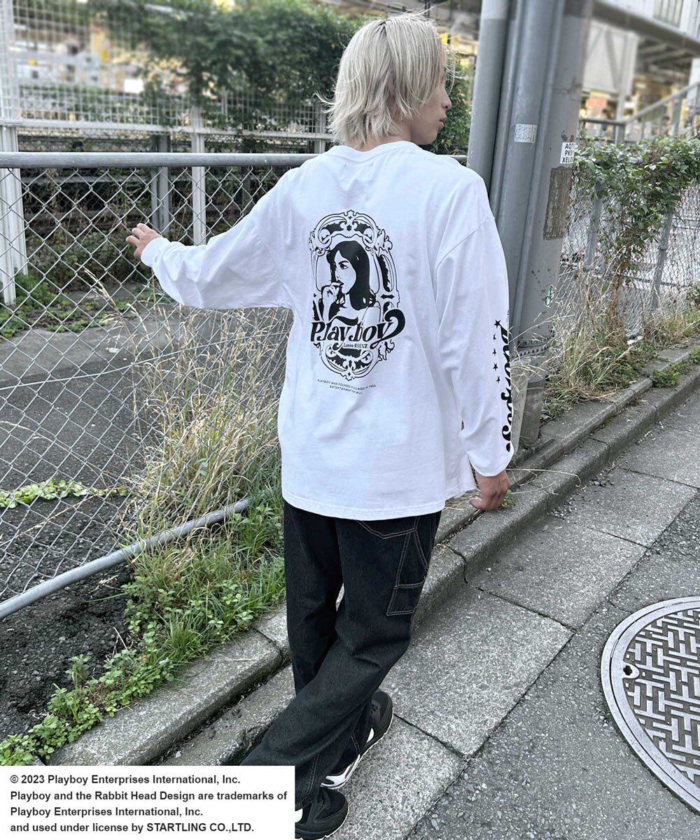 バックプリント長袖Tシャツメンズ袖プリント