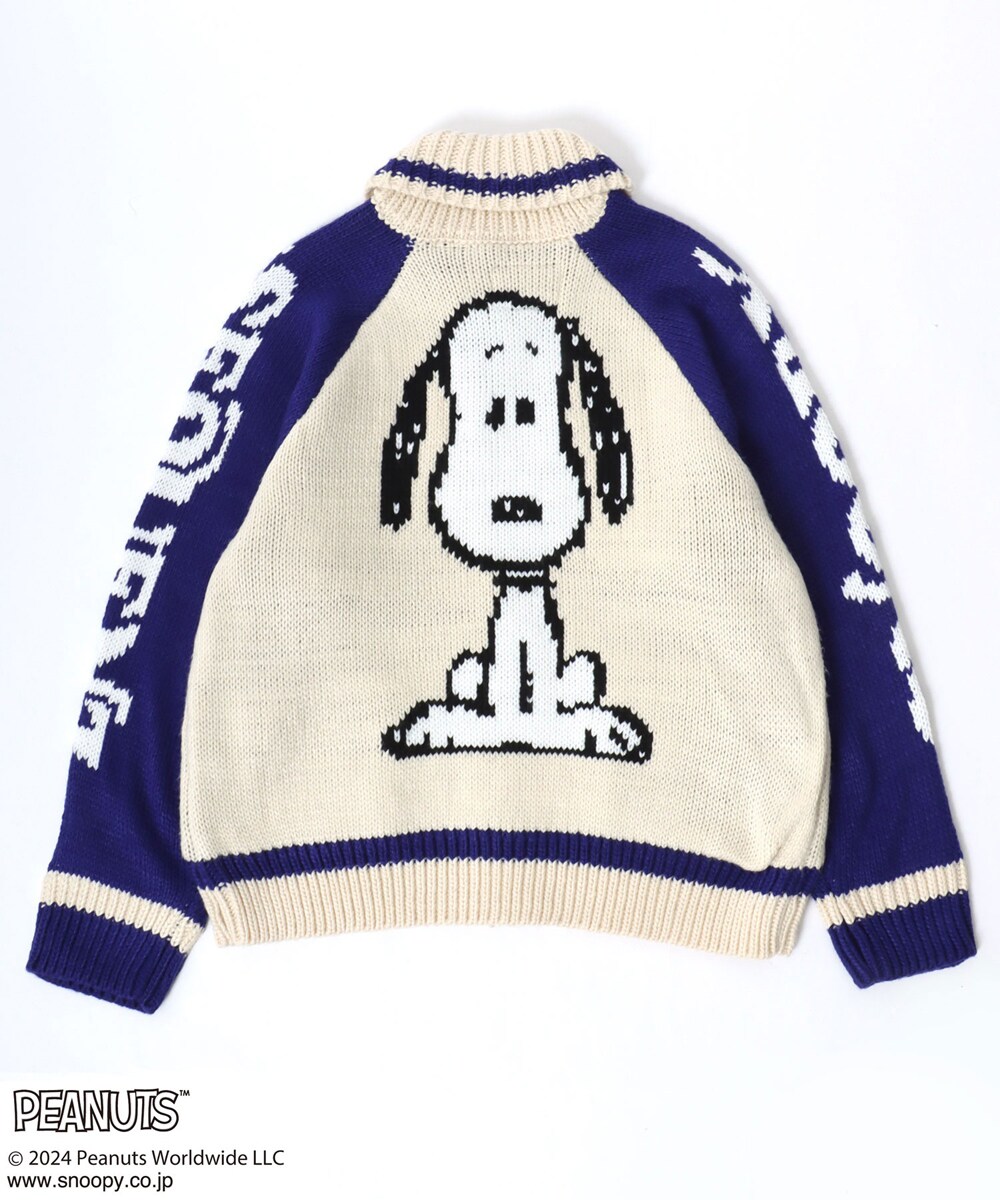 キャラクタージャガード編みニットセーターカウチン ジップブルゾン