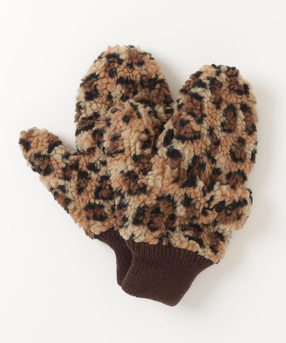 指きりでも使える2WAY】 ボアグローブ レオパード柄 ヒョウ柄ミトン