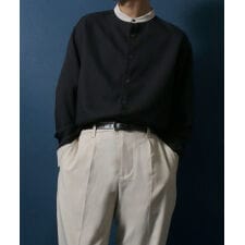 別注 ツイル オーバーサイズ バンドカラーシャツ メンズ