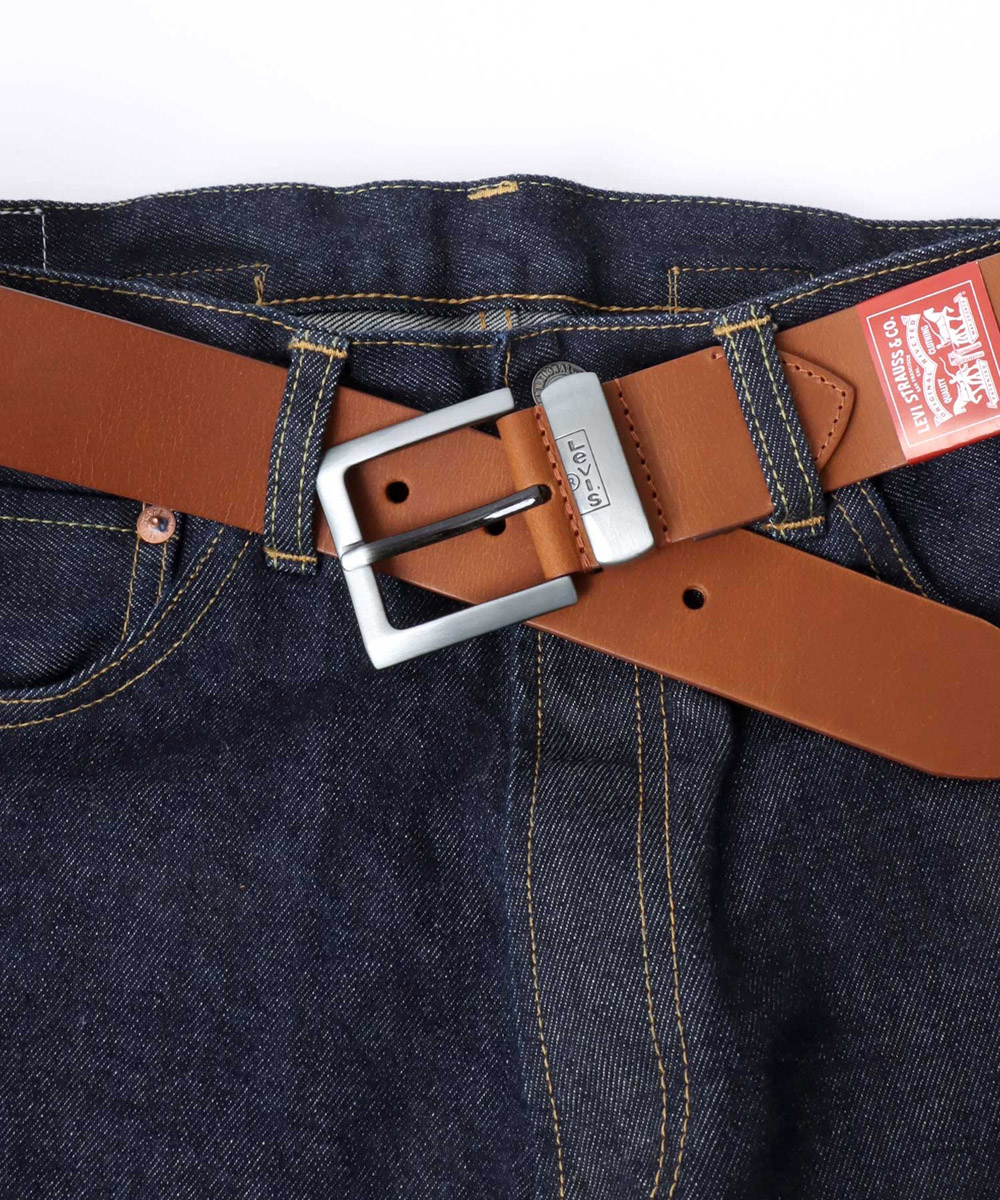 Levi's/リーバイス 40mm メタルループ 本革 スクエアレザーベルト