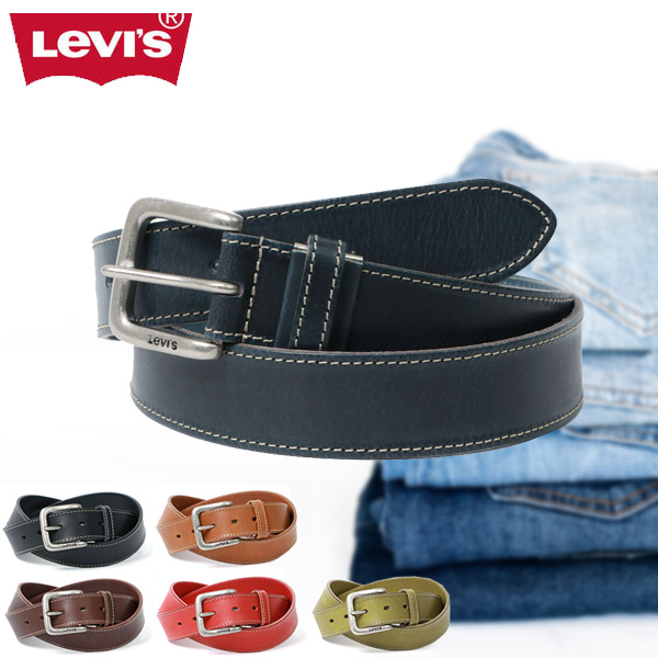 Levi's/スクエアバックル35mmステッチカラーレザーベルト | リーバイス