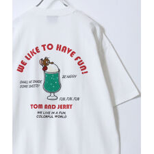 【Tom＆Jerry】 トムジェリ キャラクター フロント バックサガラ刺繍 半袖 Tシャツ