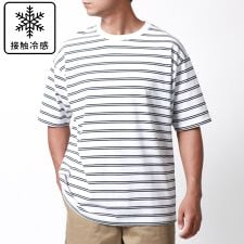 【 接触冷感 吸汗速乾 UVカット 】 半袖 Tシャツ メンズ ボーダー