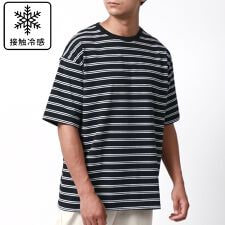【 接触冷感 吸汗速乾 UVカット 】 半袖 Tシャツ メンズ ボーダー