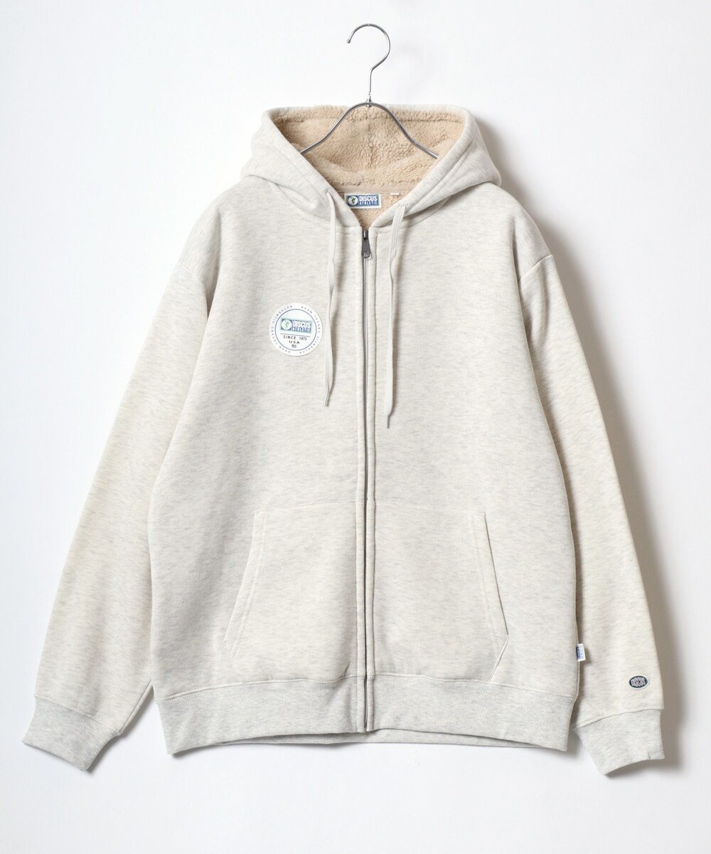 裏起毛ボア スウェット フルジップパーカー フーディー レディース