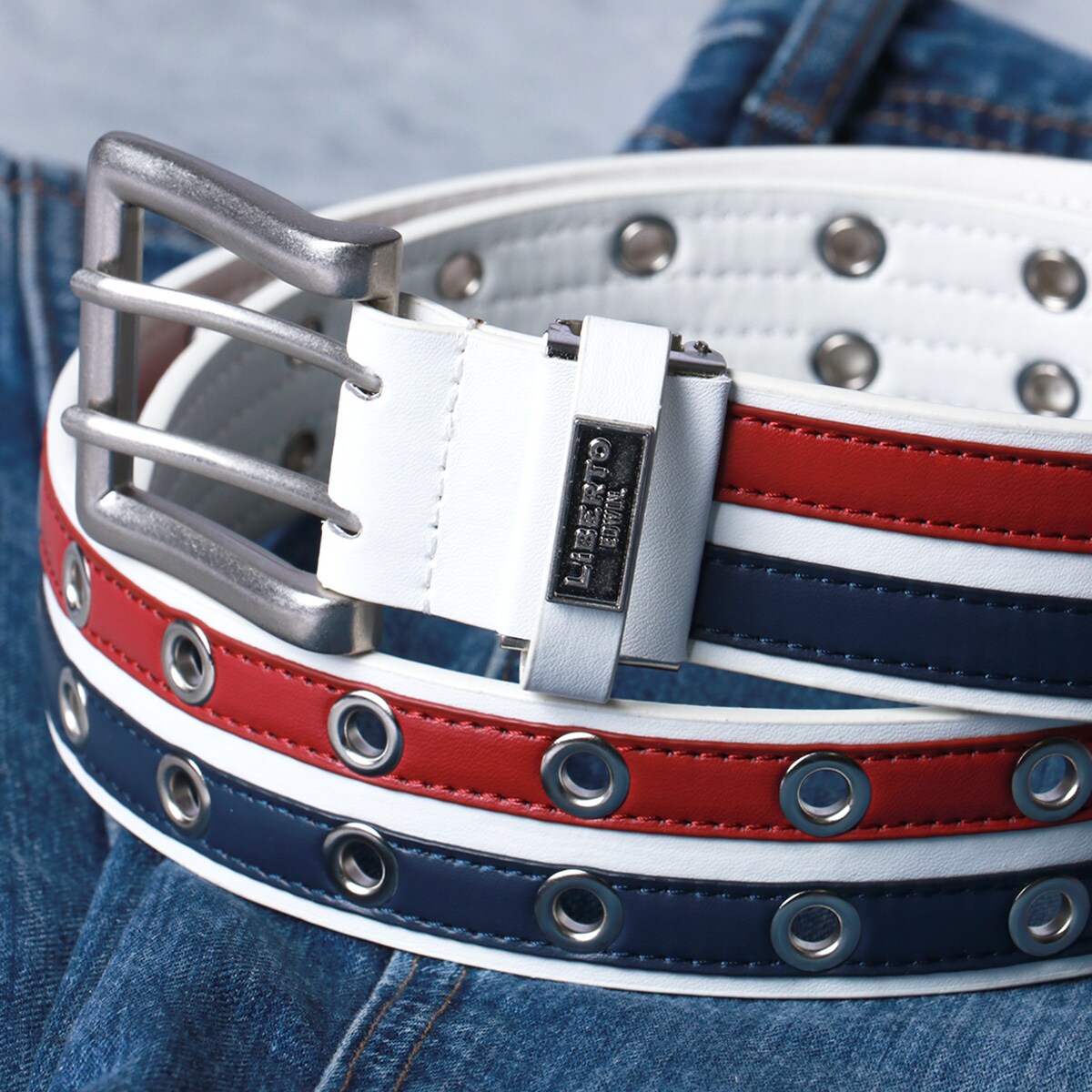 サイズ調節可能】 レザーベルト ダブルピン ハトメベルト | リベルト