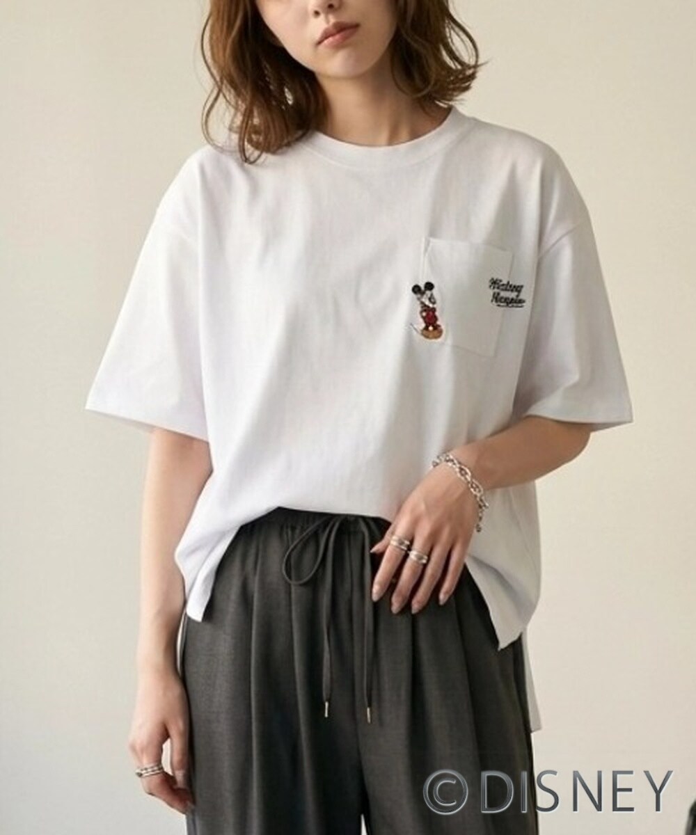 ミッキー】 ポケット付 半袖 Tシャツ キャラクター レディース メンズ