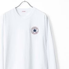 【シンプルなワンポイント刺繍入りロンT】 サガラ パッチ刺繍 長袖 Tシャツ クルーネック