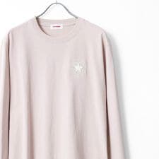 【シンプルなワンポイント刺繍入りロンT】 サガラ パッチ刺繍 長袖 Tシャツ クルーネック