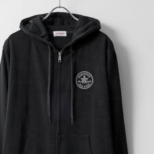 【ワンポイントロゴ刺繍入り】 裏毛 ジップアップ パーカー