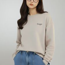 【バック刺繍入り】サガラ刺繍 クルーネックトレーナー スウェット