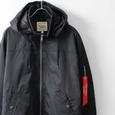 【脱着可能のフード付き】 リブ スタンドブルゾン ミリタリージャケット 2WAY