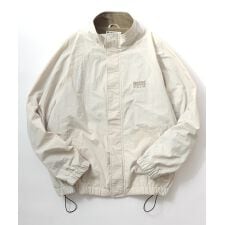 【シンプルなワンポイントロゴ刺繍】 裏フリース スタンド ナイロンジャケット