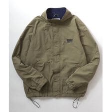 【シンプルなワンポイントロゴ刺繍】 裏フリース スタンド ナイロンジャケット