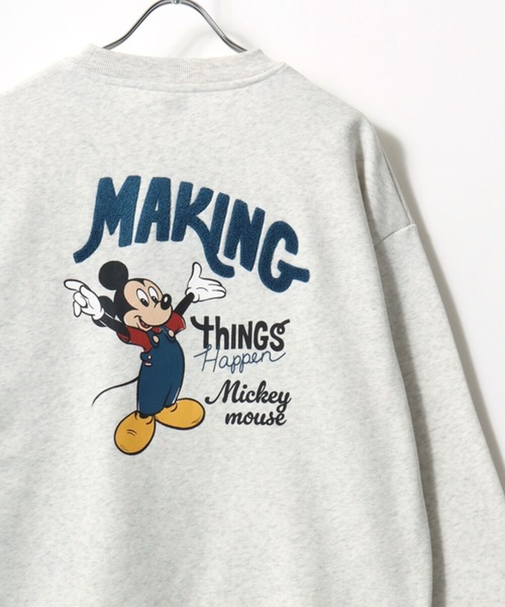 ミッキー/チップ＆デール/スティッチ】 裏起毛 サガラ刺繍 クルー