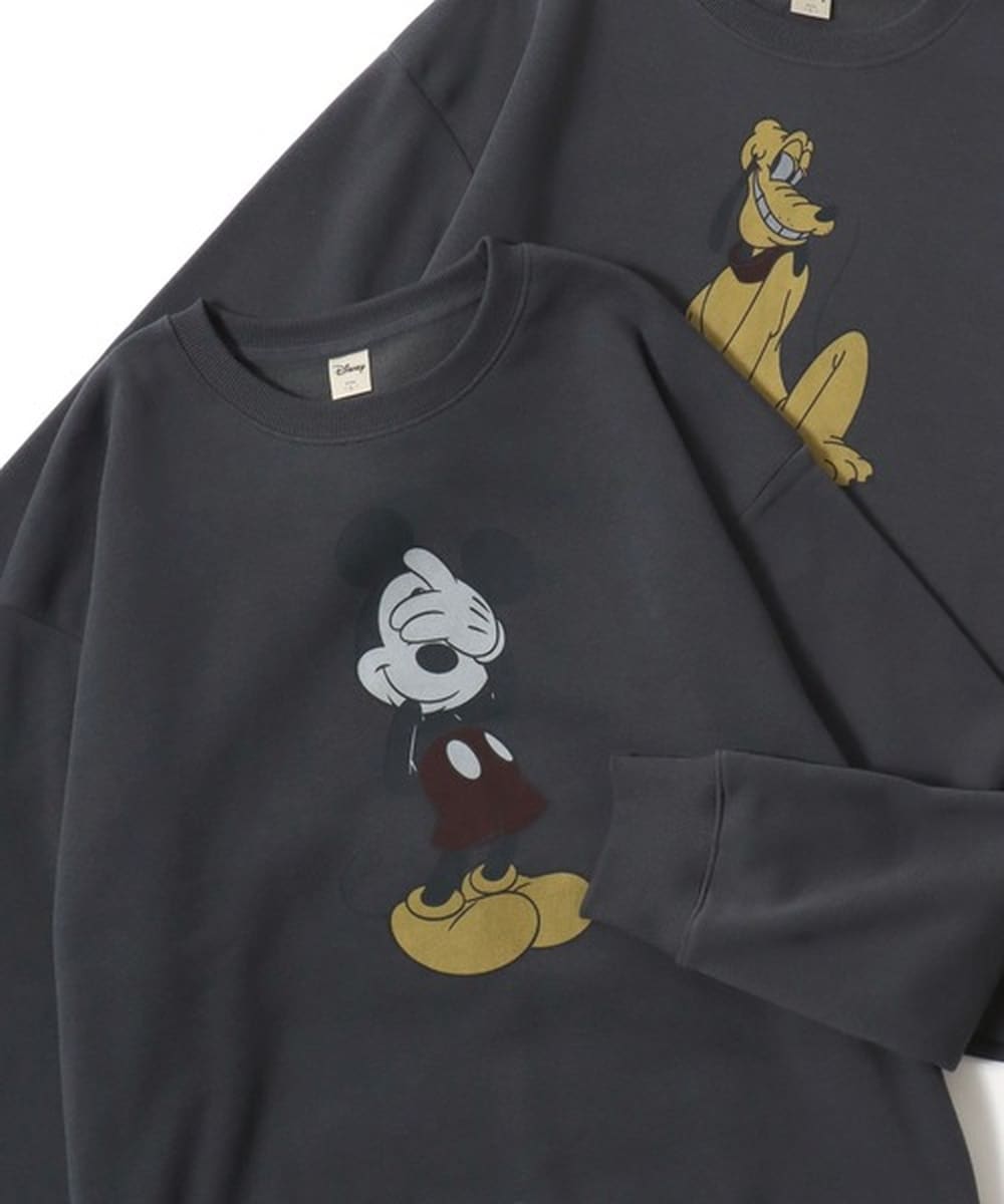 ディズニーキャラクターのヴィンテージ風プリント】 裏起毛 スウェット