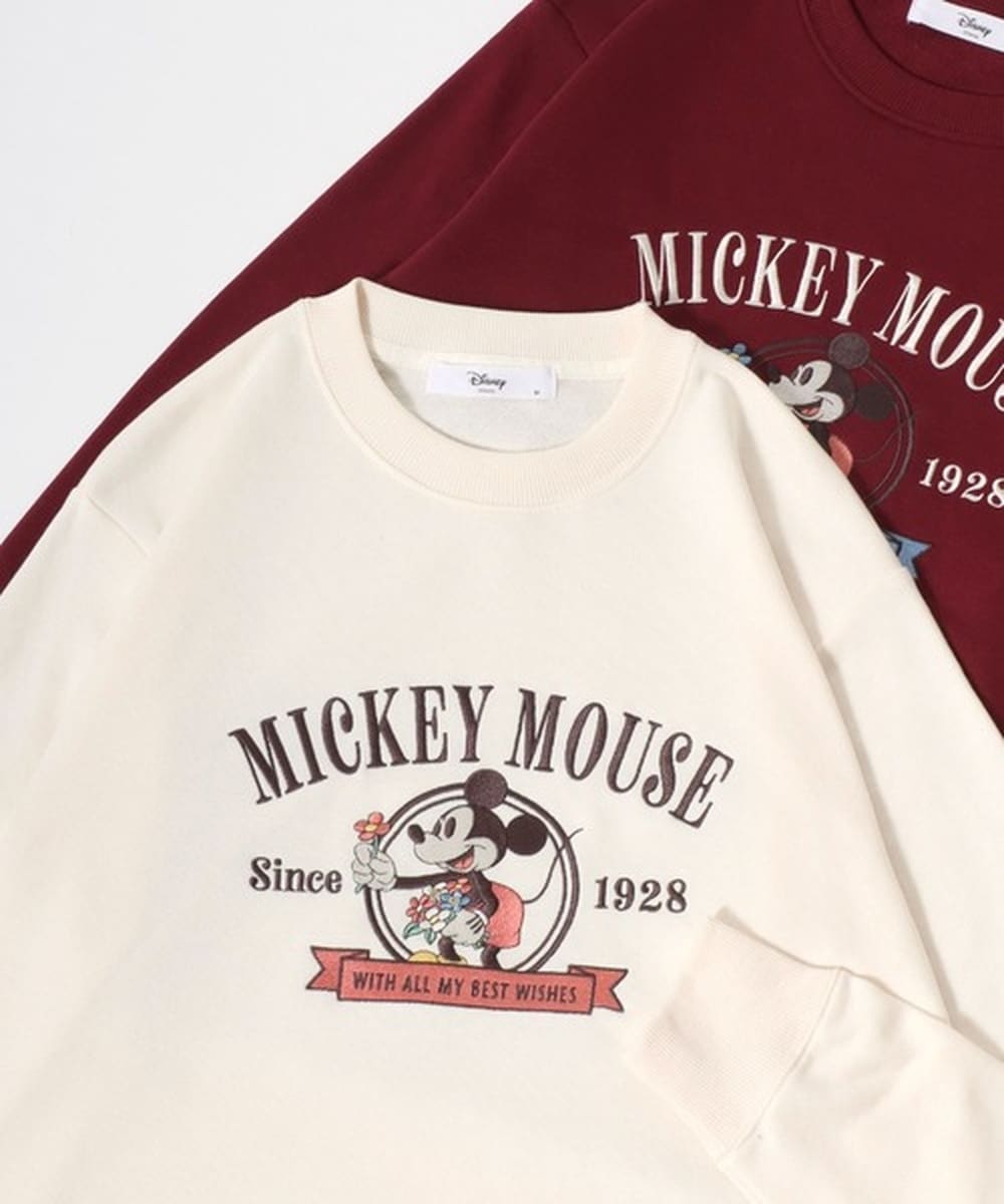 ミッキー/ミニー/ベイマックスの刺繍】 裏毛 サガラ刺繍 クルーネック