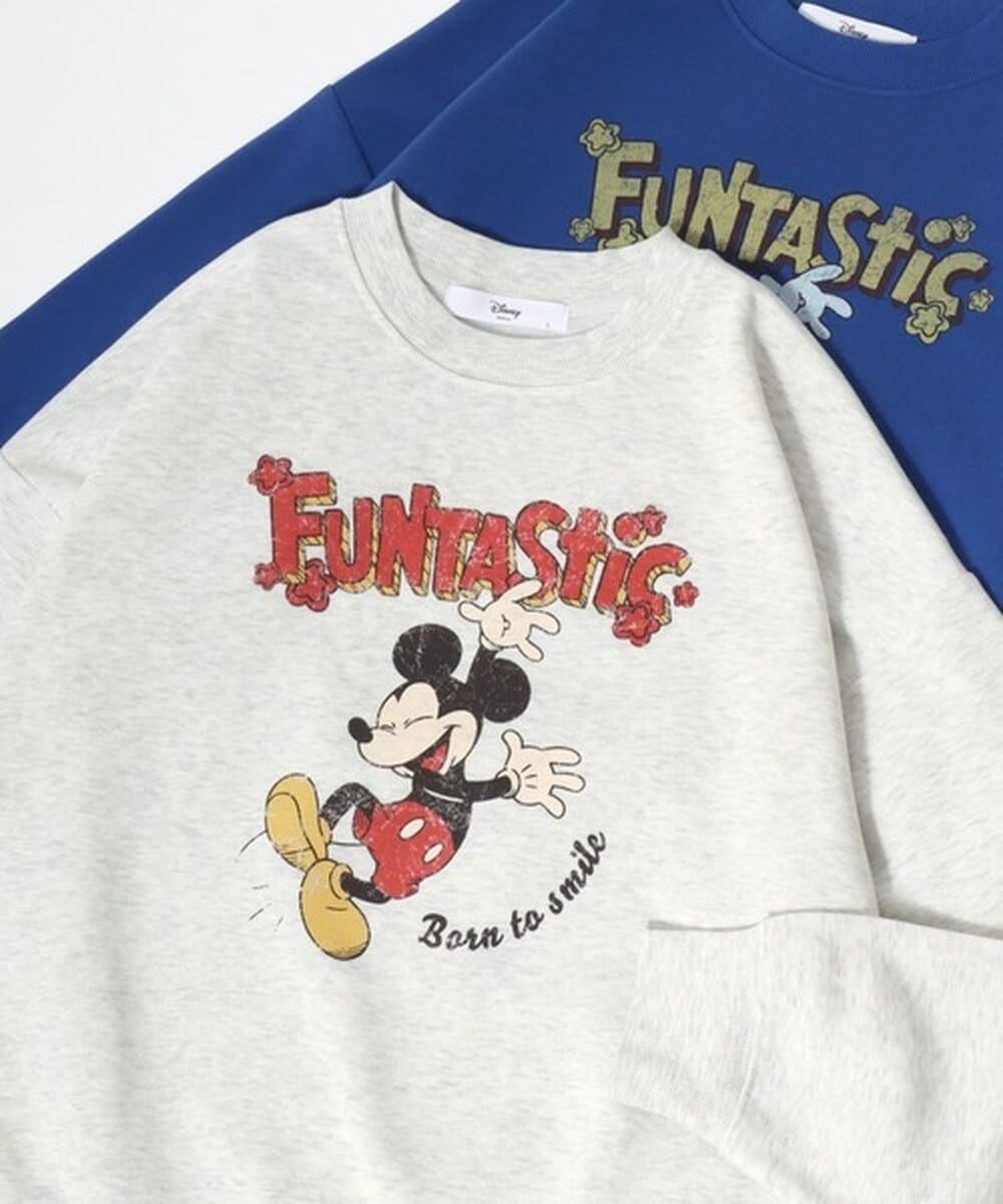 ミッキー/チップ＆デール/スティッチ】 裏起毛 サガラ刺繍 クルー