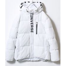 【撥水 防風 ストレッチ】 フードロゴ ファイバーダウン 中綿ジャケット メンズ レディース