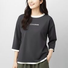 【7分丈リンガーT】 リンガー Tシャツ 7分丈 ワンポイント ロゴ 刺繍 レディース