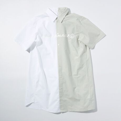 MM6 Maison Margiela ブランドロゴバイカラー半袖シャツ | エムエム 