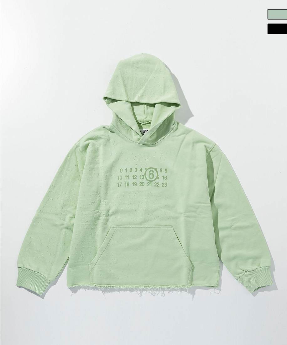 人気ブランド新作豊富 MM6 ブランドロゴフーディーパーカー Margiela Maison トップス