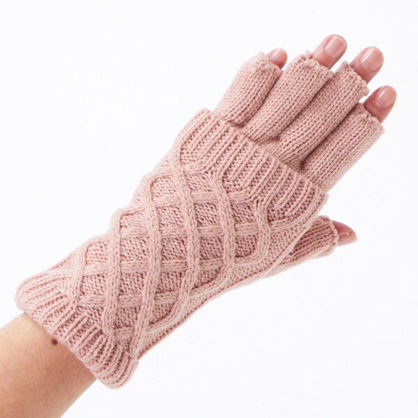ケーブル編み折り返し手袋 指先が出てスマホ対応 | モミーコレクション