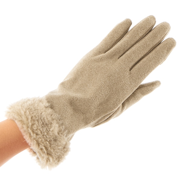 ポリエステルファー付き手袋 スリットから人差し指と親指が出せて