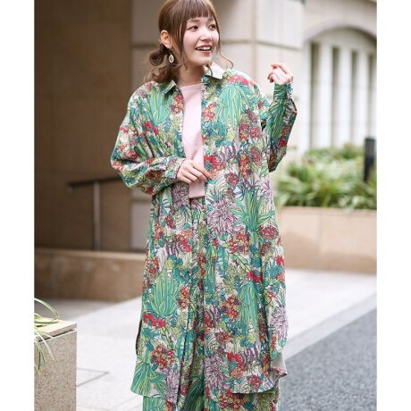 アメリカーナ Tシャツワンピース ロング 半袖 プリント バックスリット  