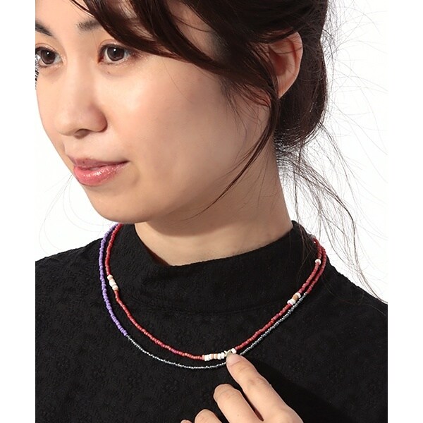 多色ビーズの2連ネックレス マルチビーズネックレス2本セット - ボルドー | ZARA Japan / 日本