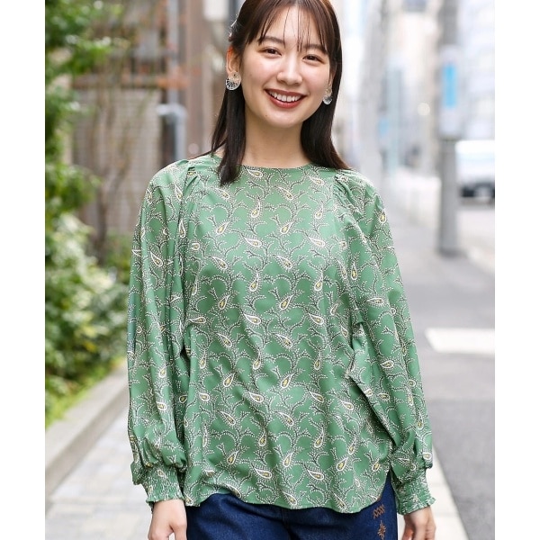 ヨリ　ボリューム袖ブラウス　リボンタイ　ギャザーたっぷり　日本製 ヨリ ボリューム袖ブラウス リボンタイ ギャザーたっぷり 日本製