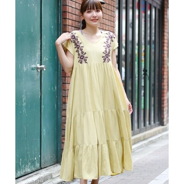 Shanti Shanti クロスステッチ刺繍ワンピース【WEB限定