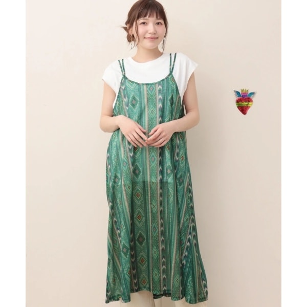 美品☆トッカ ワンピース Aライン 総刺繍 総柄 和柄 タック