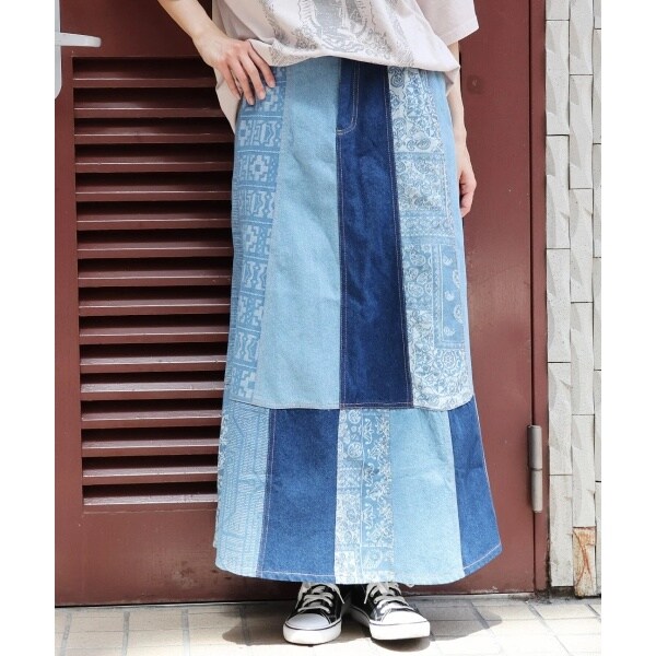 チチカカ（titicaca）/パッチデニムスカート(大きいサイズ) パッチデニムスカート(大きいサイズ) | チチカカ(titicaca) | マルイ