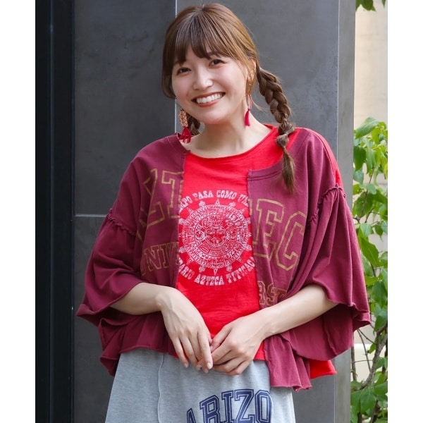 リメイク風ギャザースリーブTシャツ リメイク風ギャザースリーブTシャツ / Tシャツ・カットソー