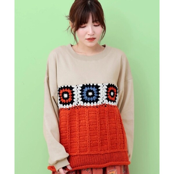 Rico スウェット×ハンドクロシェニットプルオーバー | チチカカ