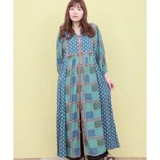 Rico エコフレンドリーダイ パッチブロックプリントワンピース