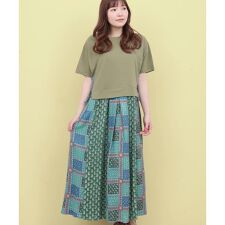 Rico エコフレンドリーダイ パッチブロックプリントドッキングワンピース