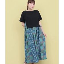Rico エコフレンドリーダイ パッチブロックプリントドッキングワンピース