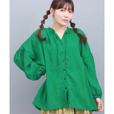 袖ボリュームシアーブラウス